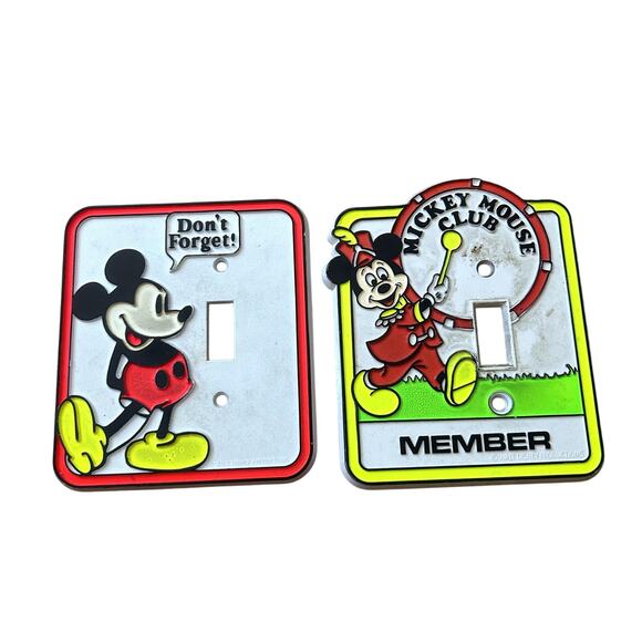 Vintage Mickey Mouse Club Light Switch Covers Member Don't Forget 5" Single - Picture 1 of 4